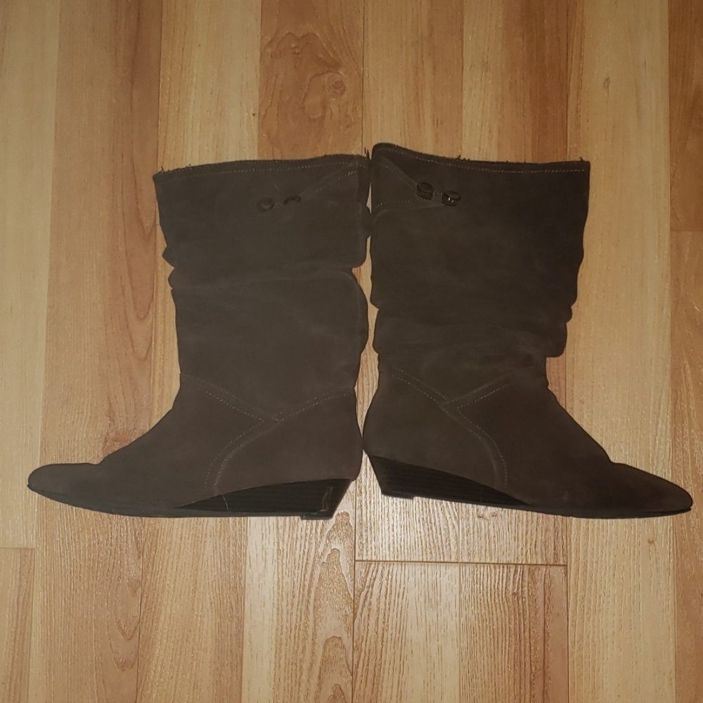 Chocolate Brown Faux Suede Boots